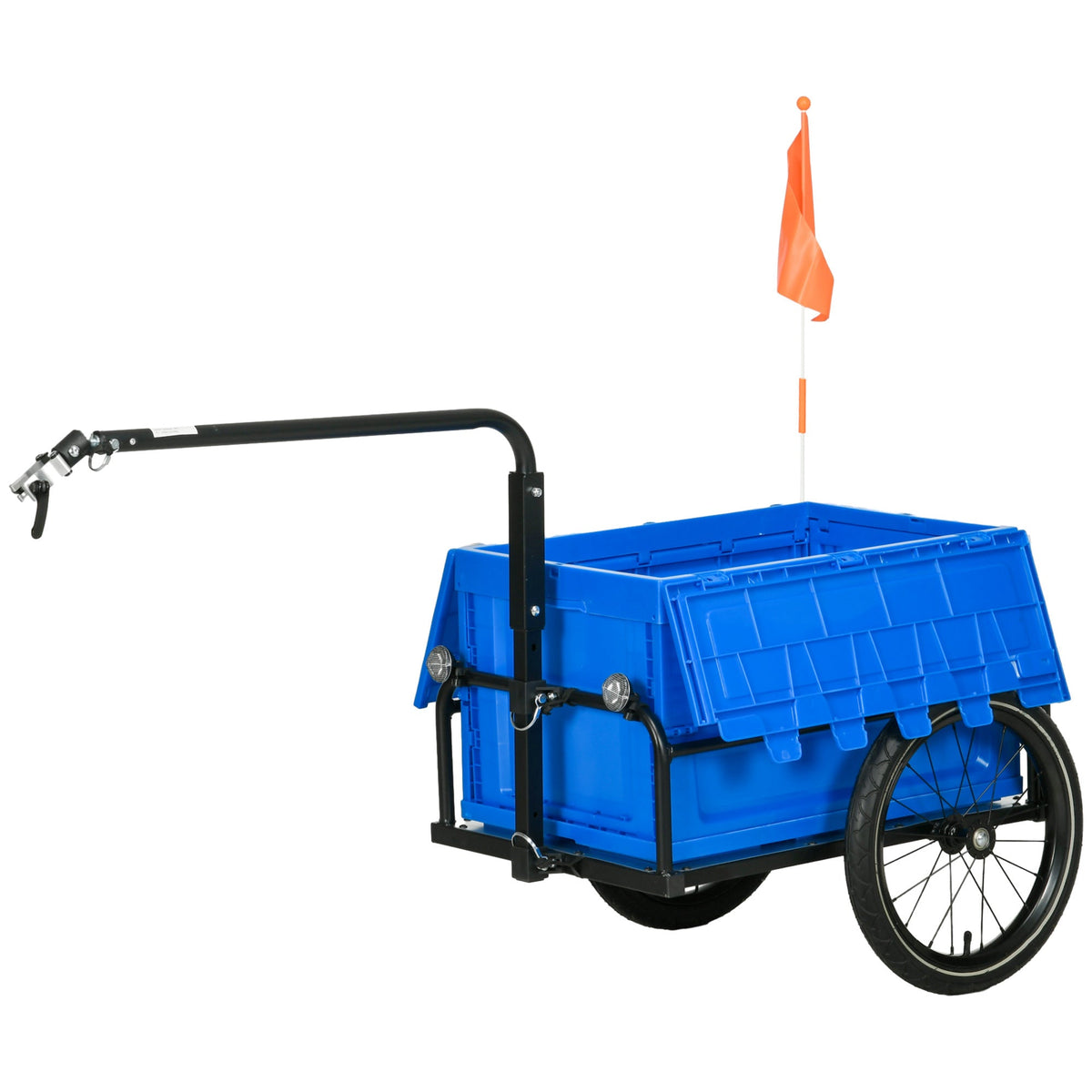 Steel Trailer for Bike, Bicycle Cargo Trailer with Foldable Storage Box and Safe Reflectors, Max Load 88LBS, Black