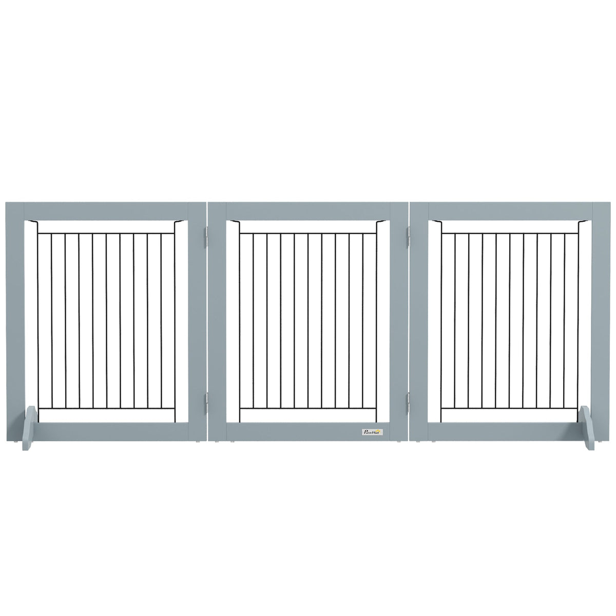 Freestanding Pet Gate, Folding Dog Gate with 2 Support Feet, 24" High, 3 Panels, for Small Dogs, Indoor Use - White