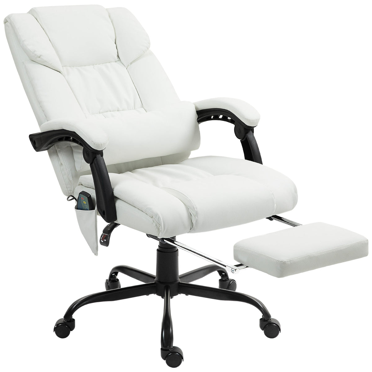 6-Point Vibration Massage Chair, Height Adjustable Reclining Computer Chair with Retractable Footrest, Black