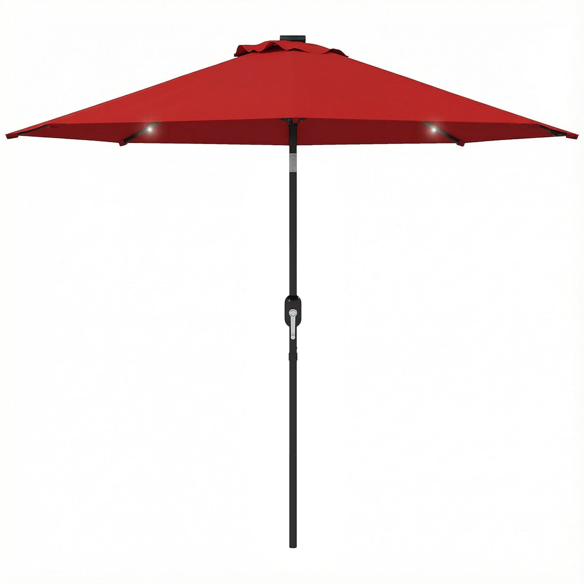 9ft Solar Patio Umbrella Outdoor Sunshade 24 LED Lights Tilt Canopy Wine Red