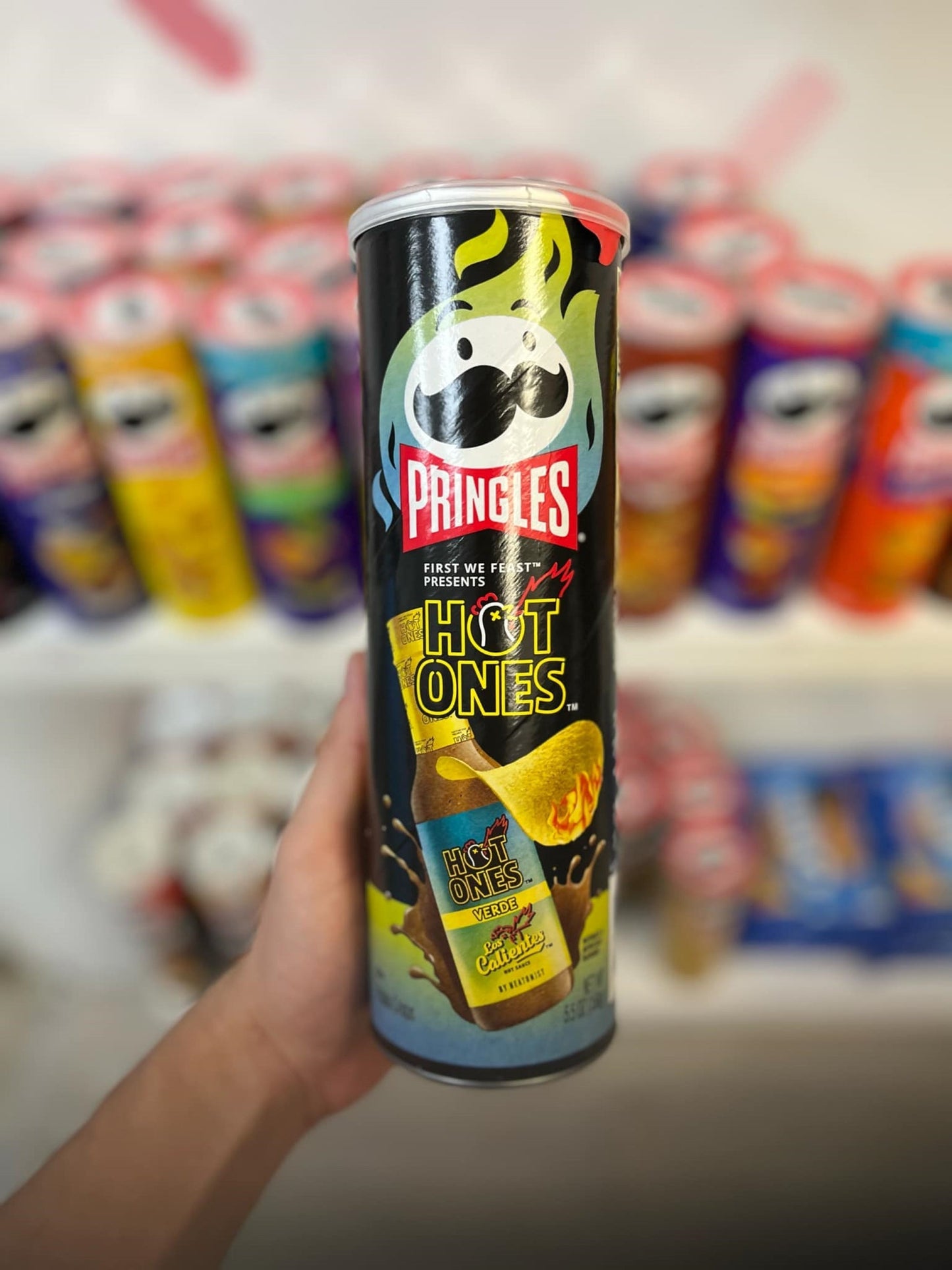 (USA) PRINGLES HOT ONES LOS CALIENTES VERDE🌶🔥 - 158G