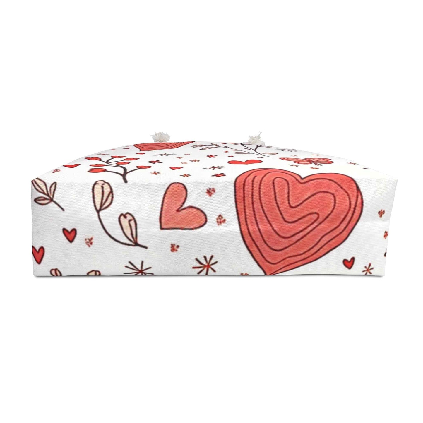Red Heart Floral Pattern Weekender Bag, Valentine Tote, Busy Mother, Mom Gift