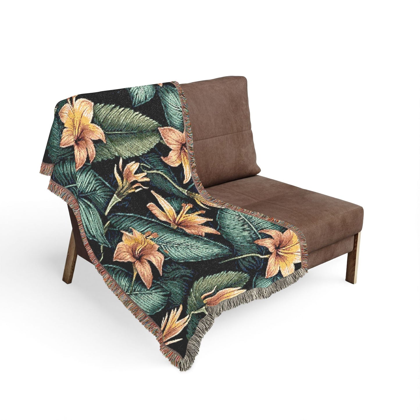 Tropical Lily Woven Blanket — Floral Throw for Living Room & Patio