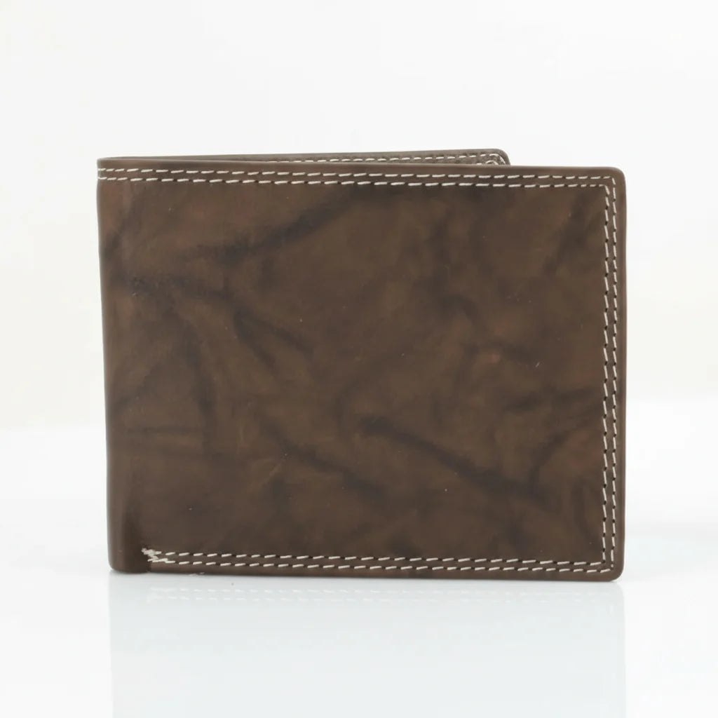 Men's Oil Pull Up Top Flap Bifold Wallet