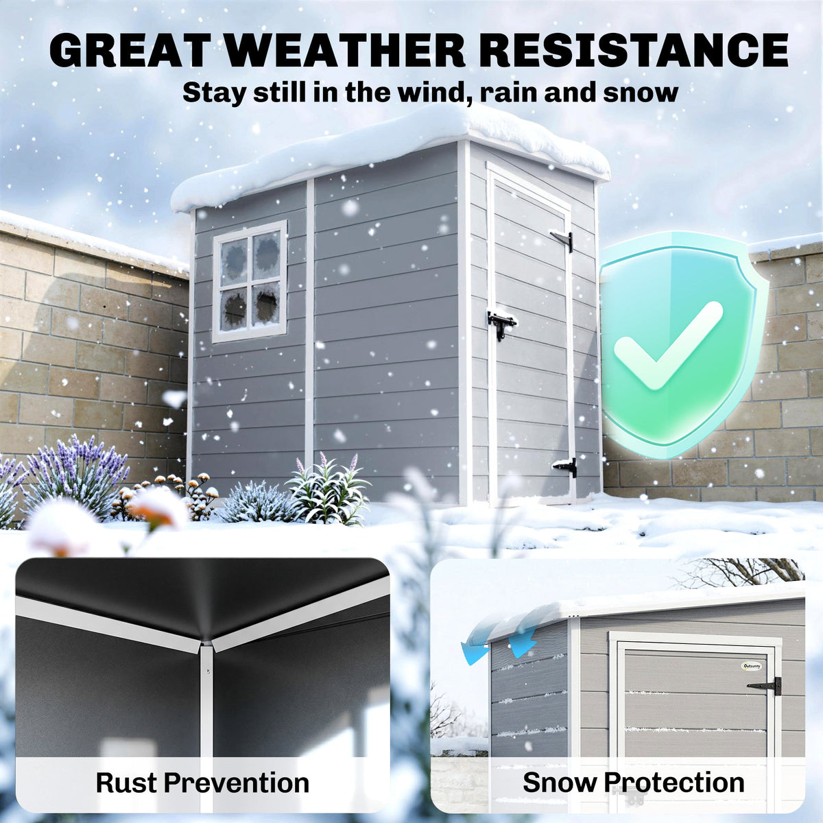 4'x5' Garden Storage Shed, Lean to Shed, Lockable Garden Tool Storage House with Window, Vent, Dark Grey