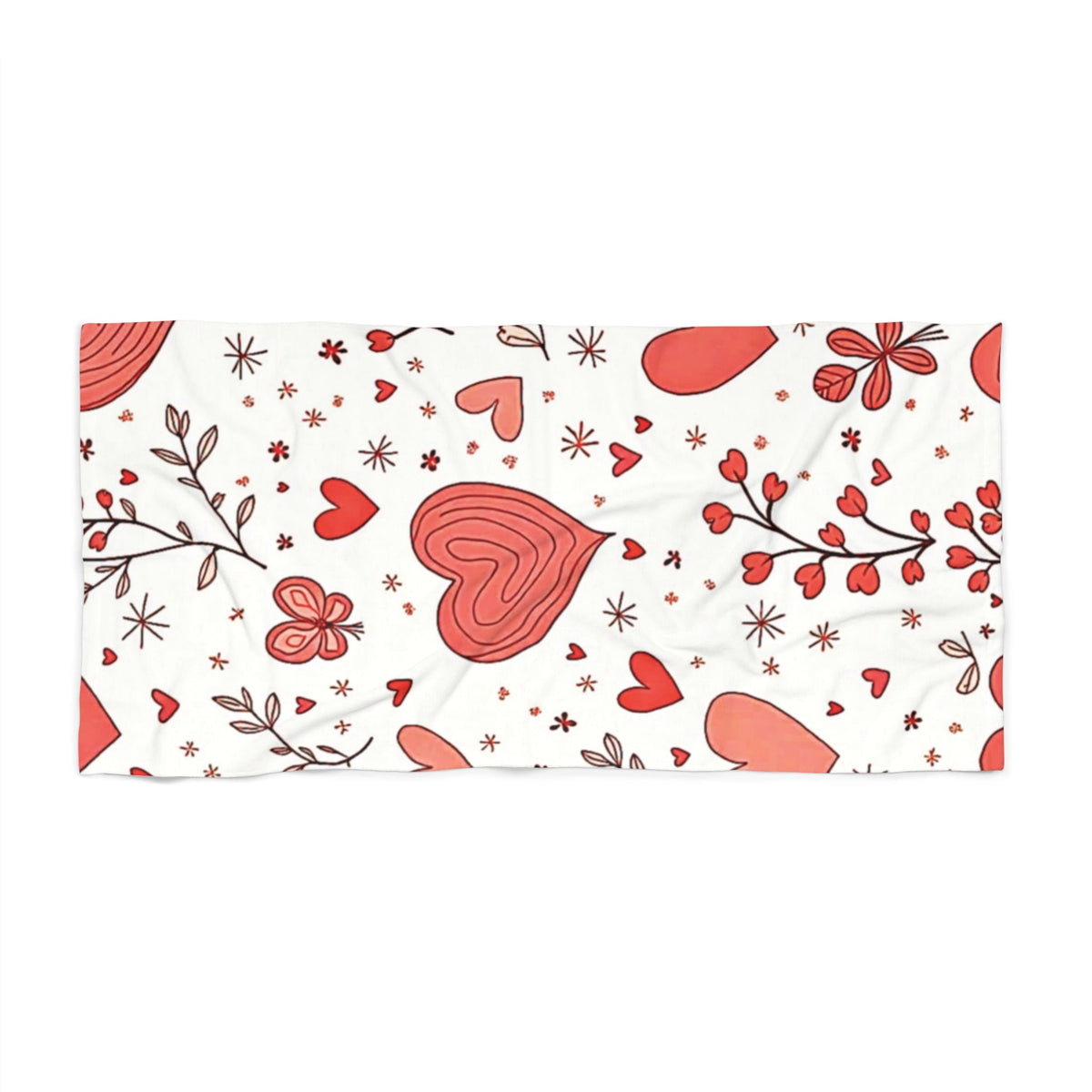 Beach Towel — Red Heart Pattern Valentine Beach Towel