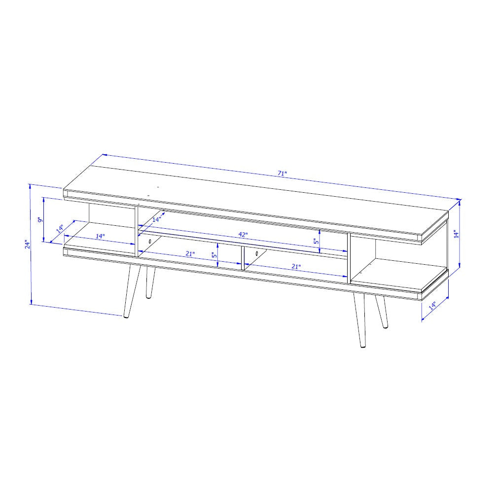 Eureka Modern 70.47" TV Stand with 4 Shelves - White Gloss/Maple Cream
