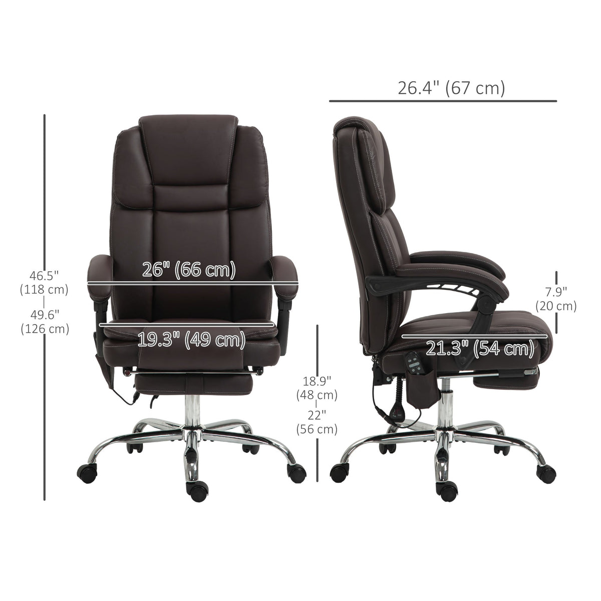 Massage Office Chair, Reclining Executive Office Chair with 6-Point Vibration, Footrest and High Back, Black