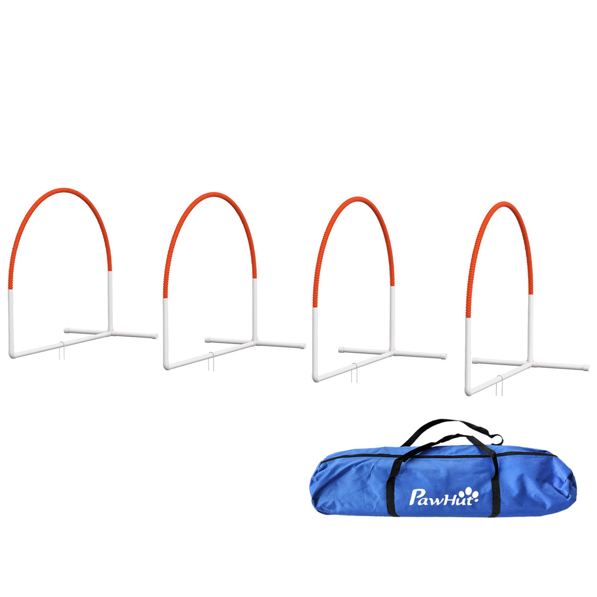 Dog Agility Kit Pet Obstacle Course Training Equipment Outdoor with Weave Poles, Carry Bag, Black