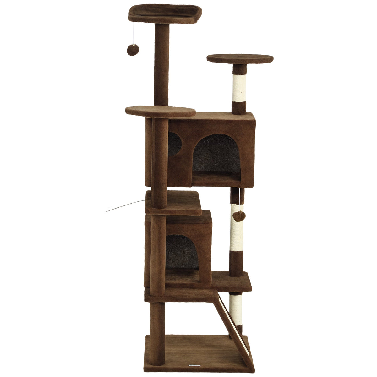 54" Cat Tree, Multi-Level Cat Tower with Scratching Posts, Cat Condos, Bed, Platforms, Ramp, Toy Ball, Beige