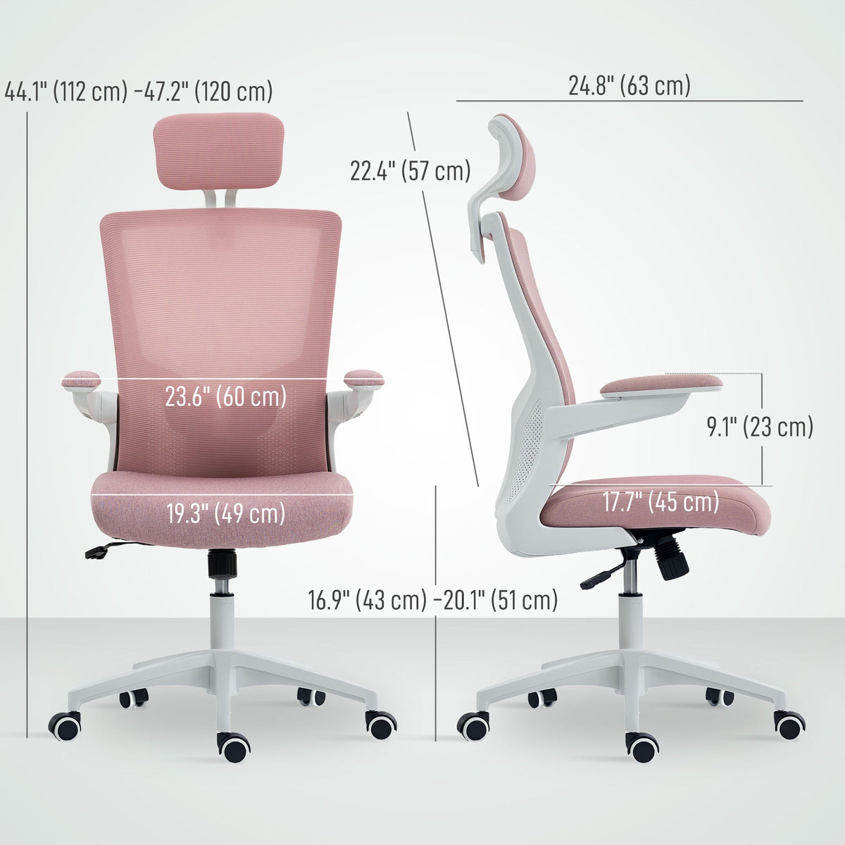 Ergonomic Office Chair, Swivel Desk Chair with Adjustable Lumbar Support, Headrest and Height, Flip-up Armrests, Beige
