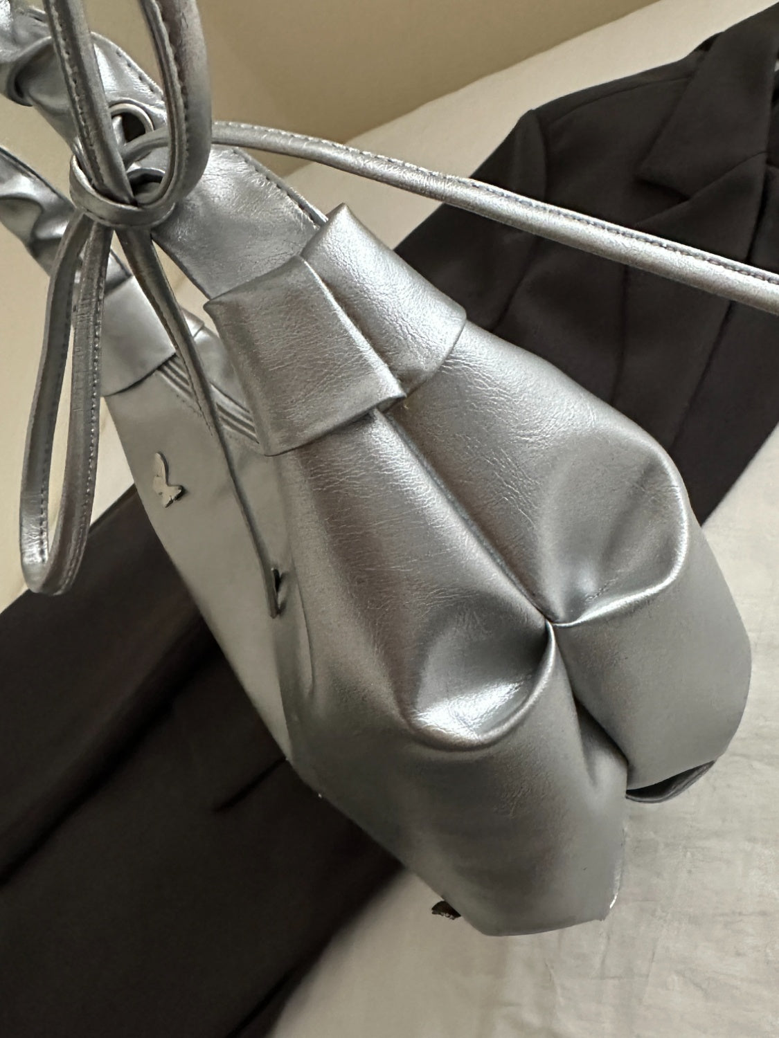 Butterfly Ruched Strap Shoulder Bag