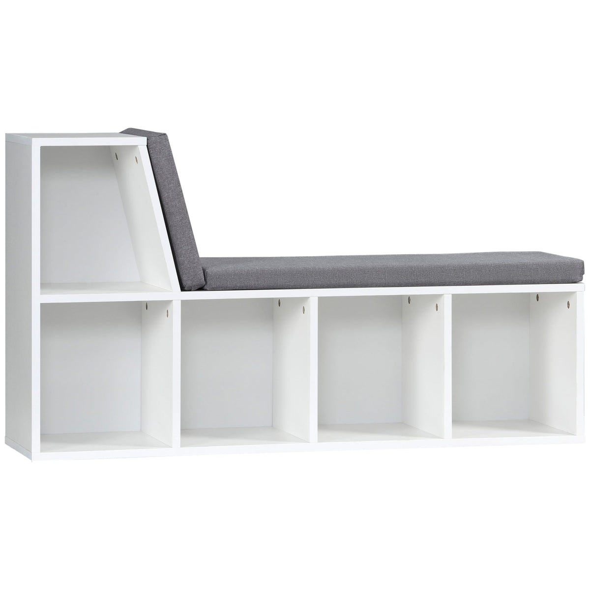 Multi-Purpose Bookshelf with 5 Cubes, 5-Cubby Bookcase with Cushioned Reading Nook and Storage Shelves, Blue