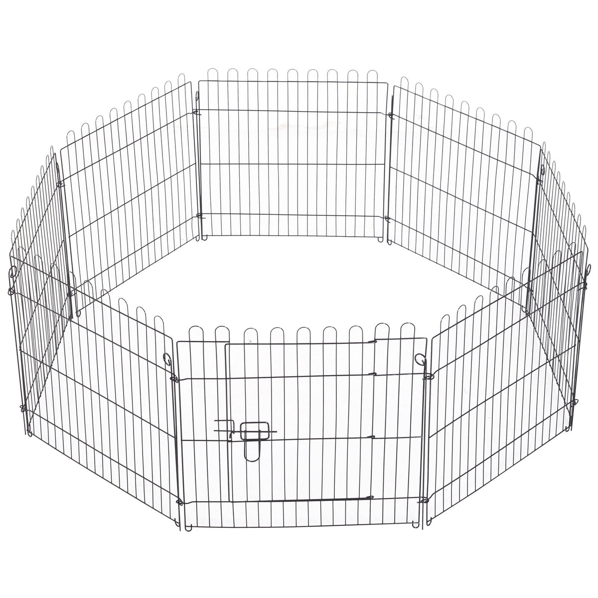 24inch 8-Panel Dog Playpen Octagon Pet Exercise Playpen Crate Foldable Dog Cage Pen Puppy Kennel, Black