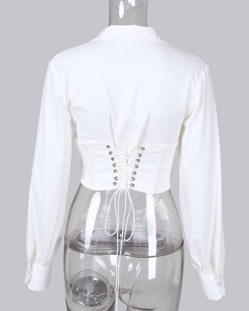 Crop Top Corset Dress Shirt