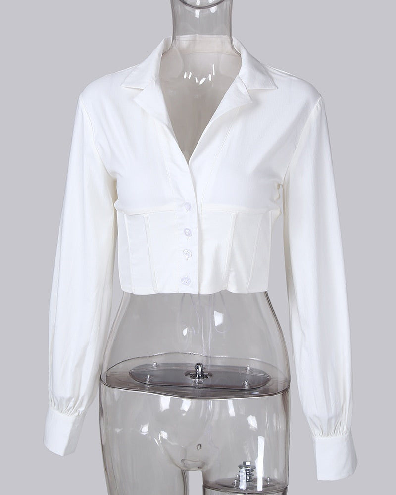Crop Top Corset Dress Shirt