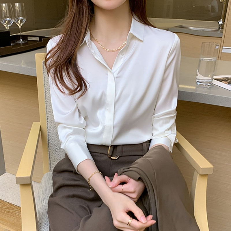 Hidden Buttons Silk Dress Shirt