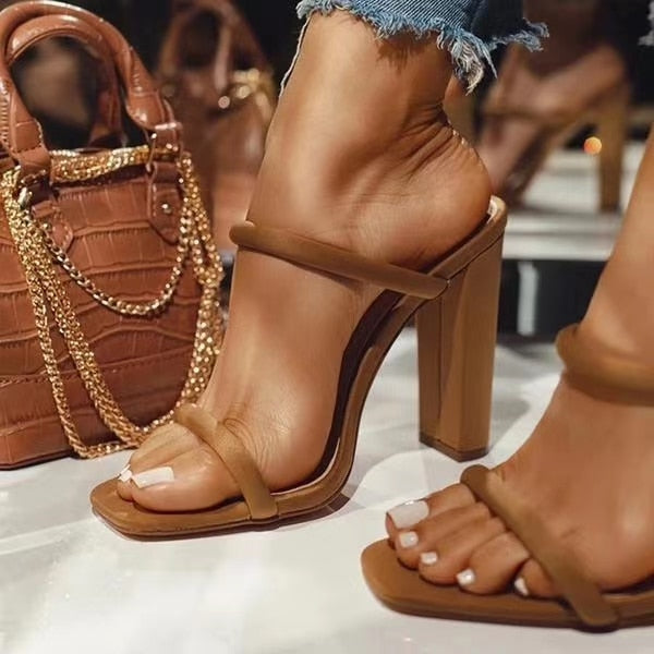 Block Heel Open Toe Sandals