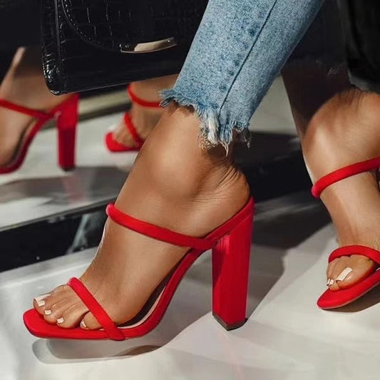 Block Heel Open Toe Sandals