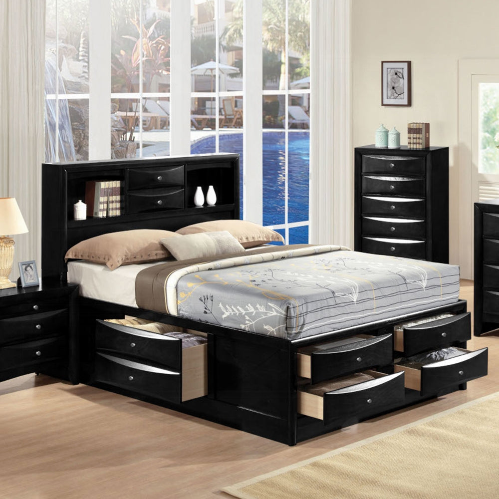 Neend Multi Drawer Storage Platform Bed - Black