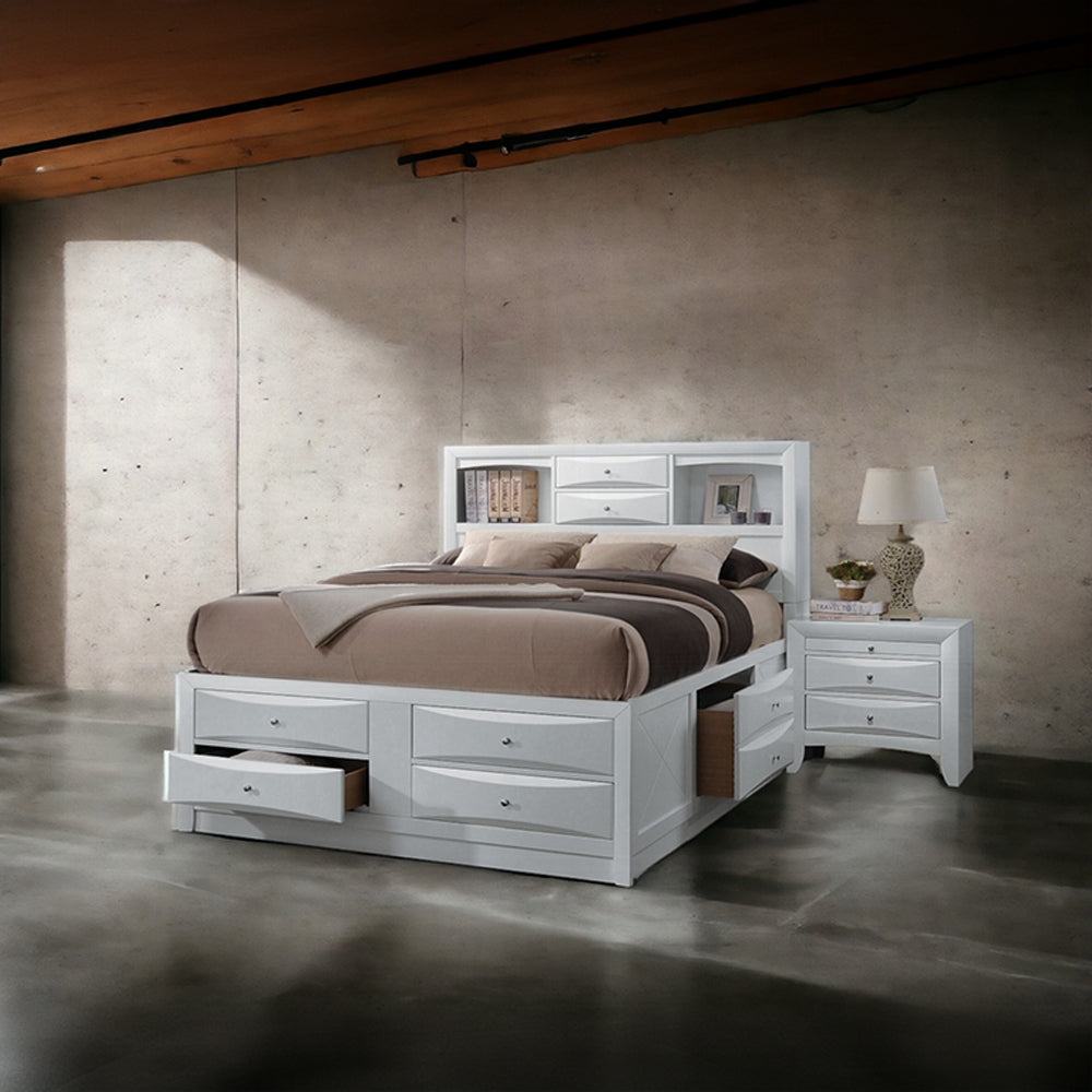 Neend Multi Drawer Storage Platfom Bed - White