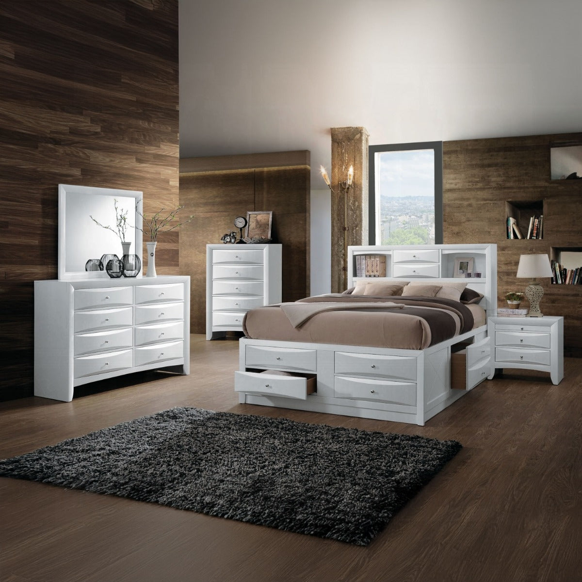 Neend Multi Drawer Storage Platfom Bed - White