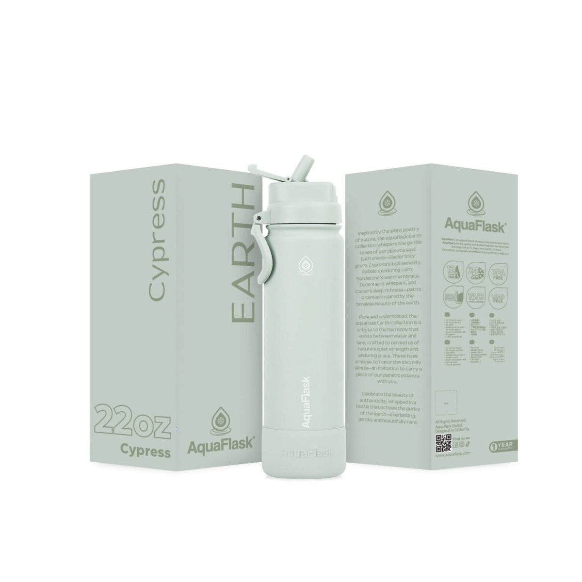 AquaFlask Earth Collection 22oz Stainless Steel Water Bottle – Insulated, Hot 12hrs Cold 24hrs