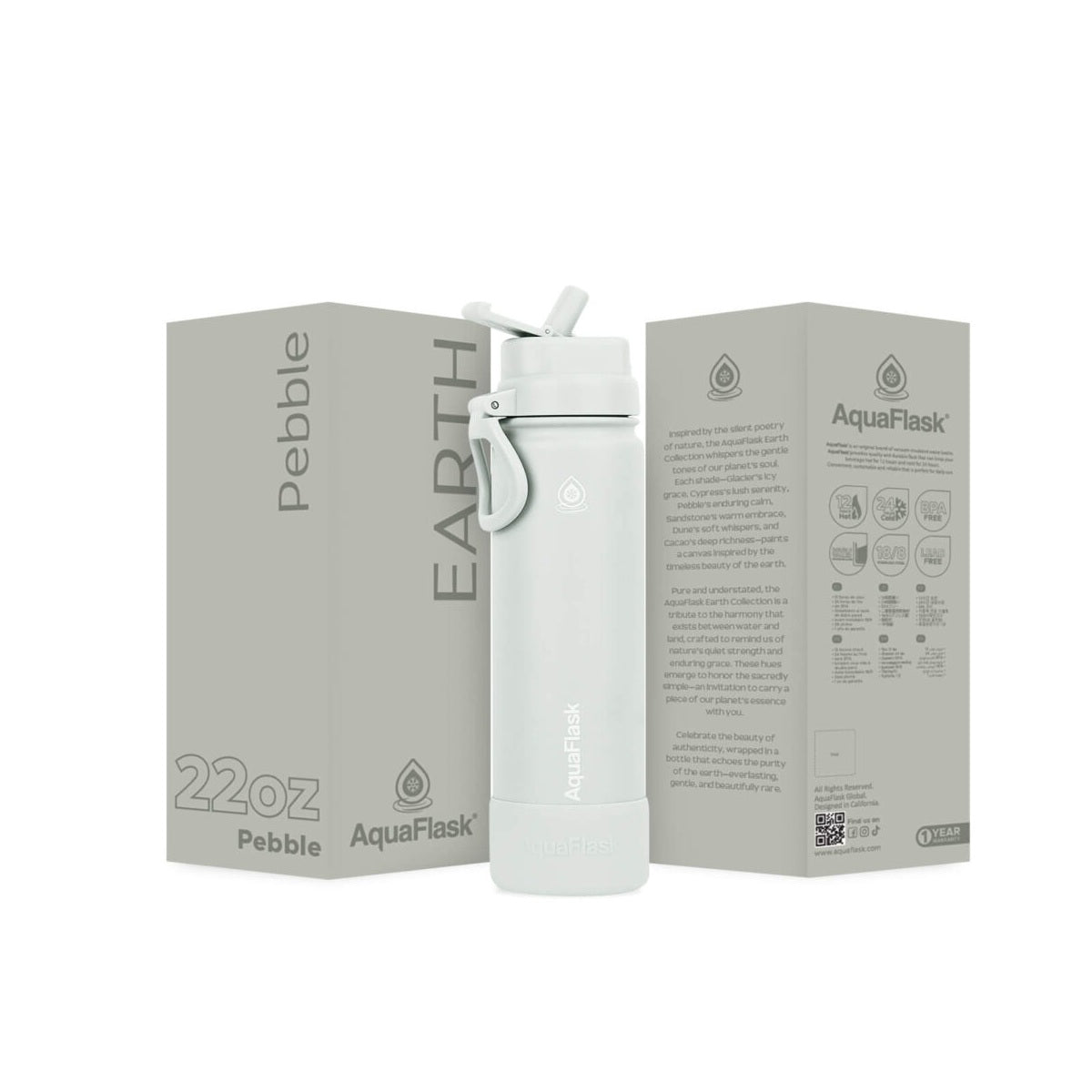 AquaFlask Earth Collection 22oz Stainless Steel Water Bottle – Insulated, Hot 12hrs Cold 24hrs