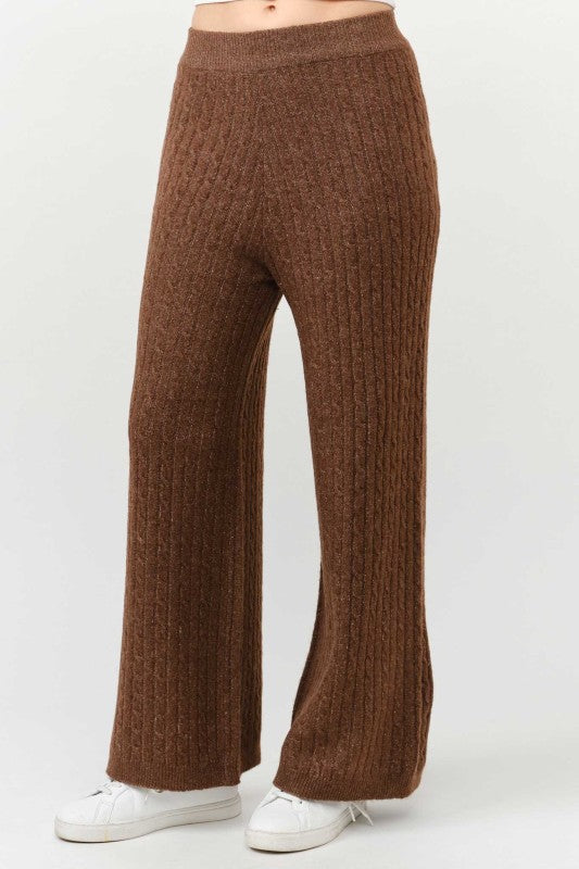 Cable Knit Wide Leg Sweater Pants