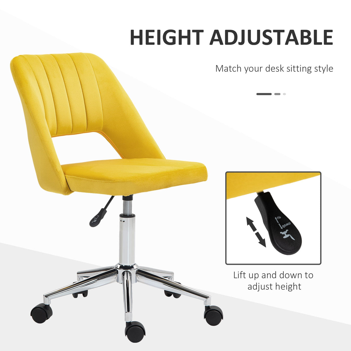 Mid Back Office Chair Velvet Fabric Swivel Scallop Shape Computer Desk Chair, Green