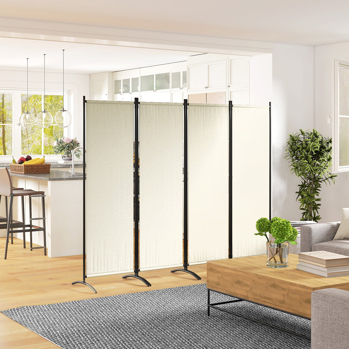 Folding Room Divider, Privacy Screen for Home Office Bedroom, 5.6FT Tall, Dark Grey