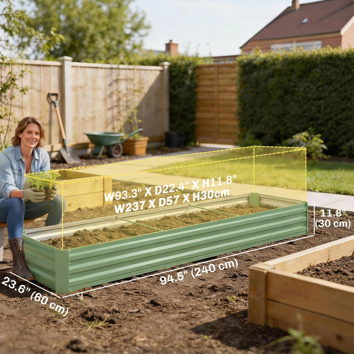 8'x2'x1' Galvanized Raised Bed, Large Elevated Planter Box for Growing Flowers, Herbs and Vegetables, Dark Grey