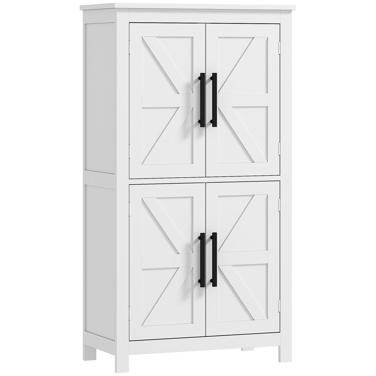 Farmhouse Bathroom Storage Cabinet, Bathroom Floor Cabinet with Barn Doors and Adjustable Shelf, Black