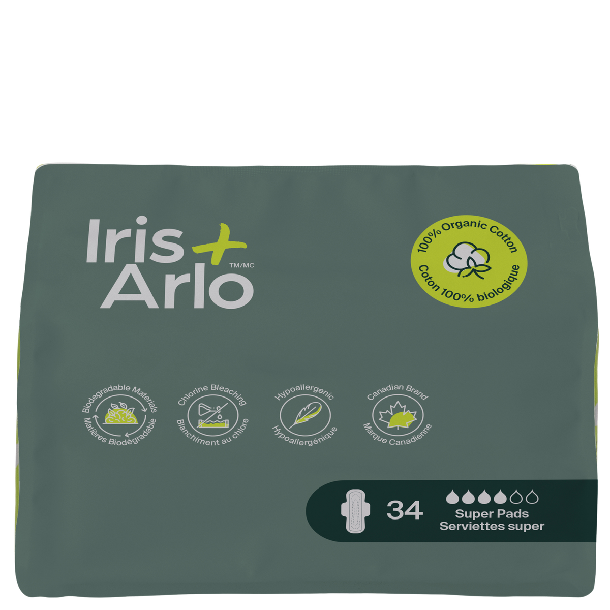 Bulk (34) - 100% Organic Super Pads - Resealable Bag