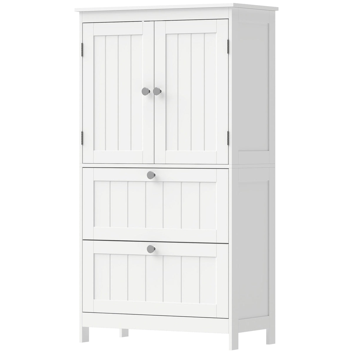 Bathroom Storage Cabinet, Narrow Bathroom Cabinet with 2 Drawers, Adjustable Shelf for Living Room, Entryway, White