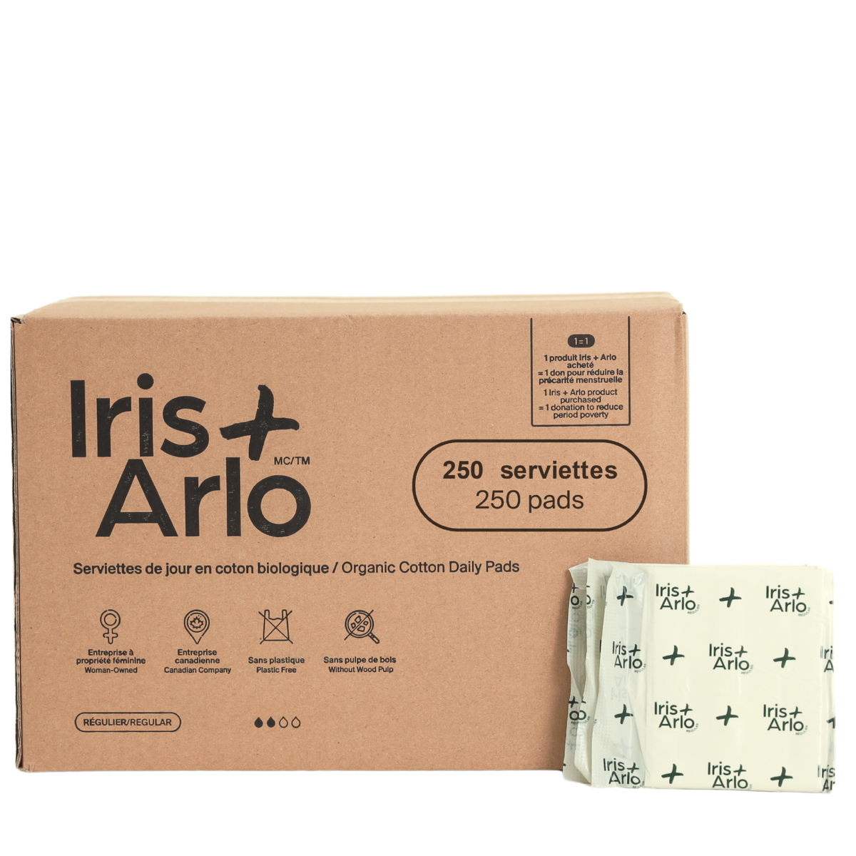100% Organic Cotton Regular Pads - Bulk (250)