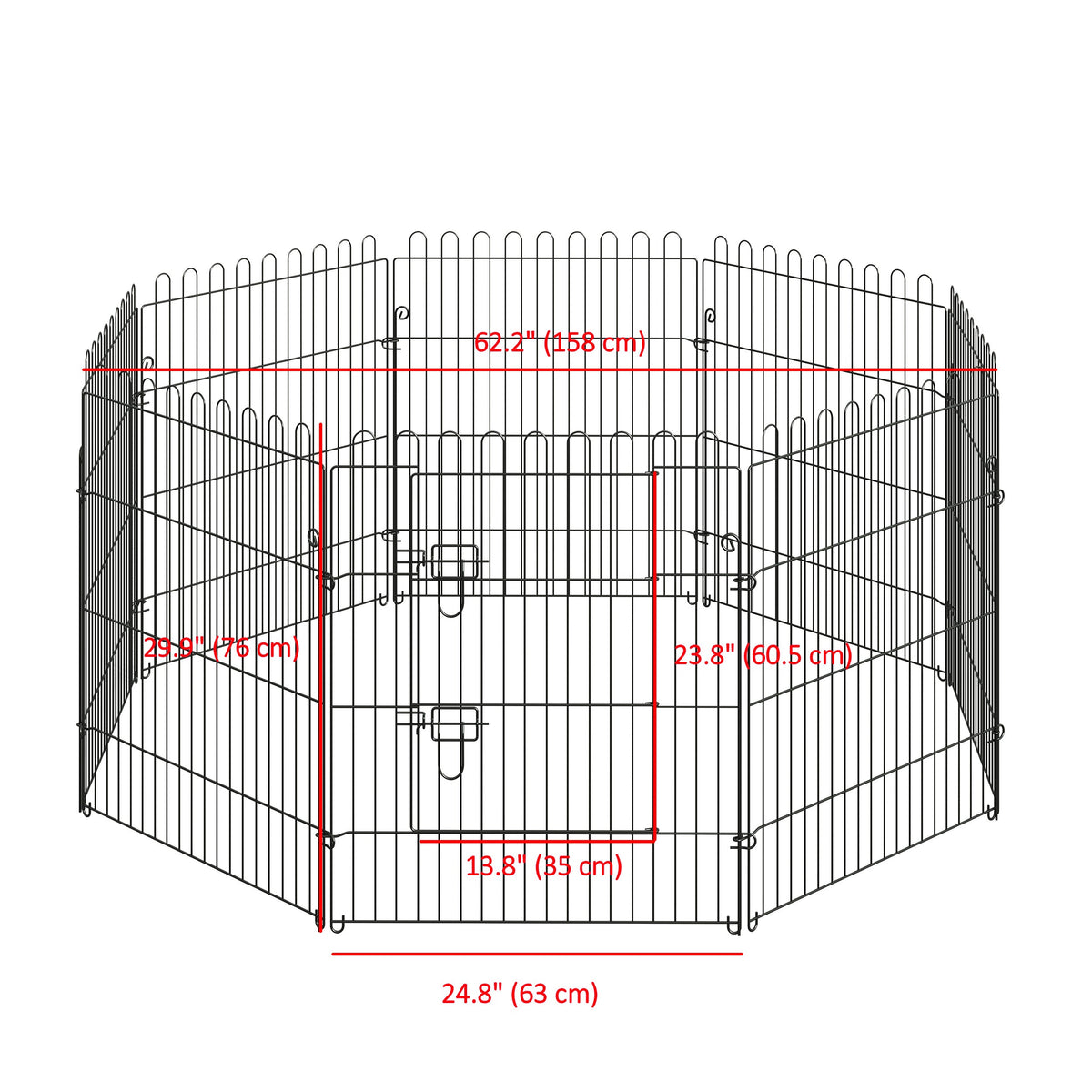 24inch 8-Panel Dog Playpen Octagon Pet Exercise Playpen Crate Foldable Dog Cage Pen Puppy Kennel, Black