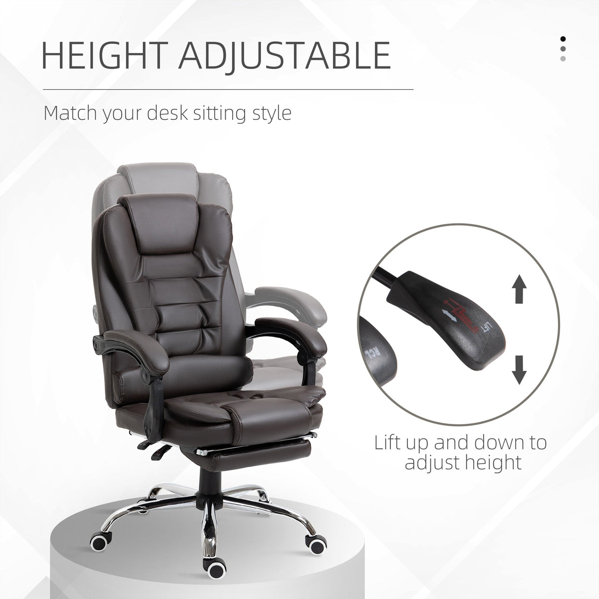 Ergonomic Office Chair with Back Support, PU leather Executive Office Chair with High Back, Retractable Footrest, Black