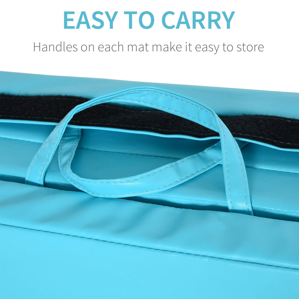 4'x8'x2" Folding Gymnastics Tumbling Mat, Exercise Mat with Carrying Handles for Yoga, MMA, Martial Arts, Stretching, Core Workouts, Light Blue