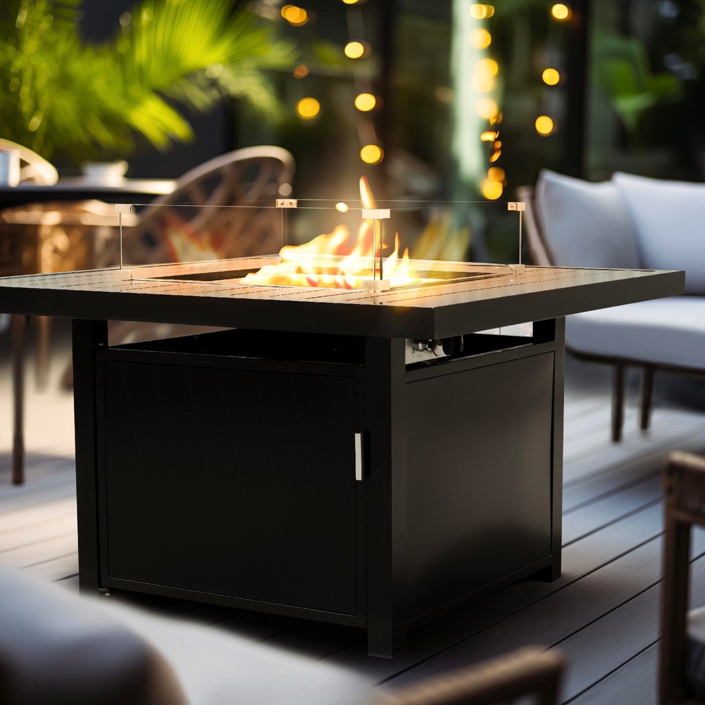 Aluminum Propane 42" Square Outdoor Fire Pit Table