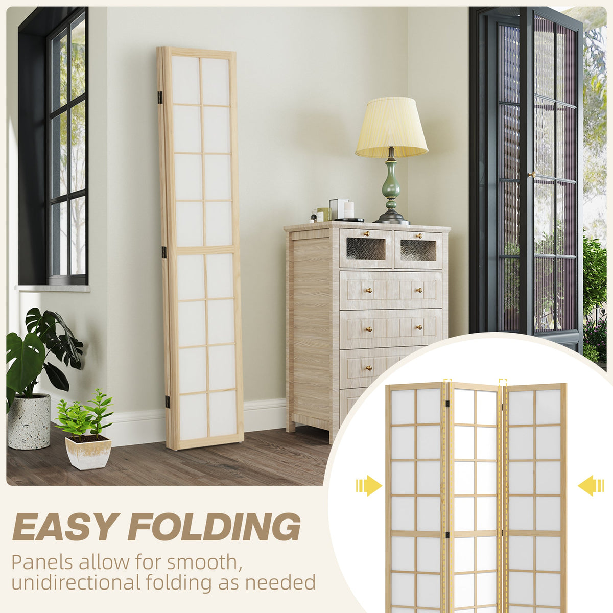 3 Panel Room Divider, 5.6 ft Folding Wall Divider Room Partition for Home Office, Bedroom, Black