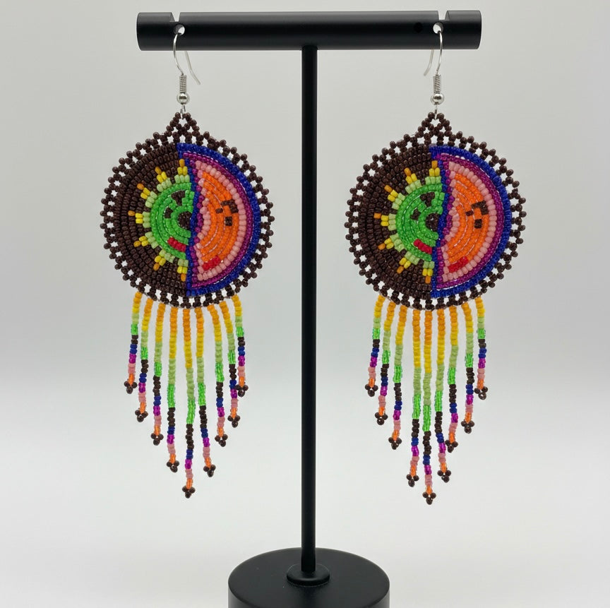 Brown Sun & Moon Beaded Fringe