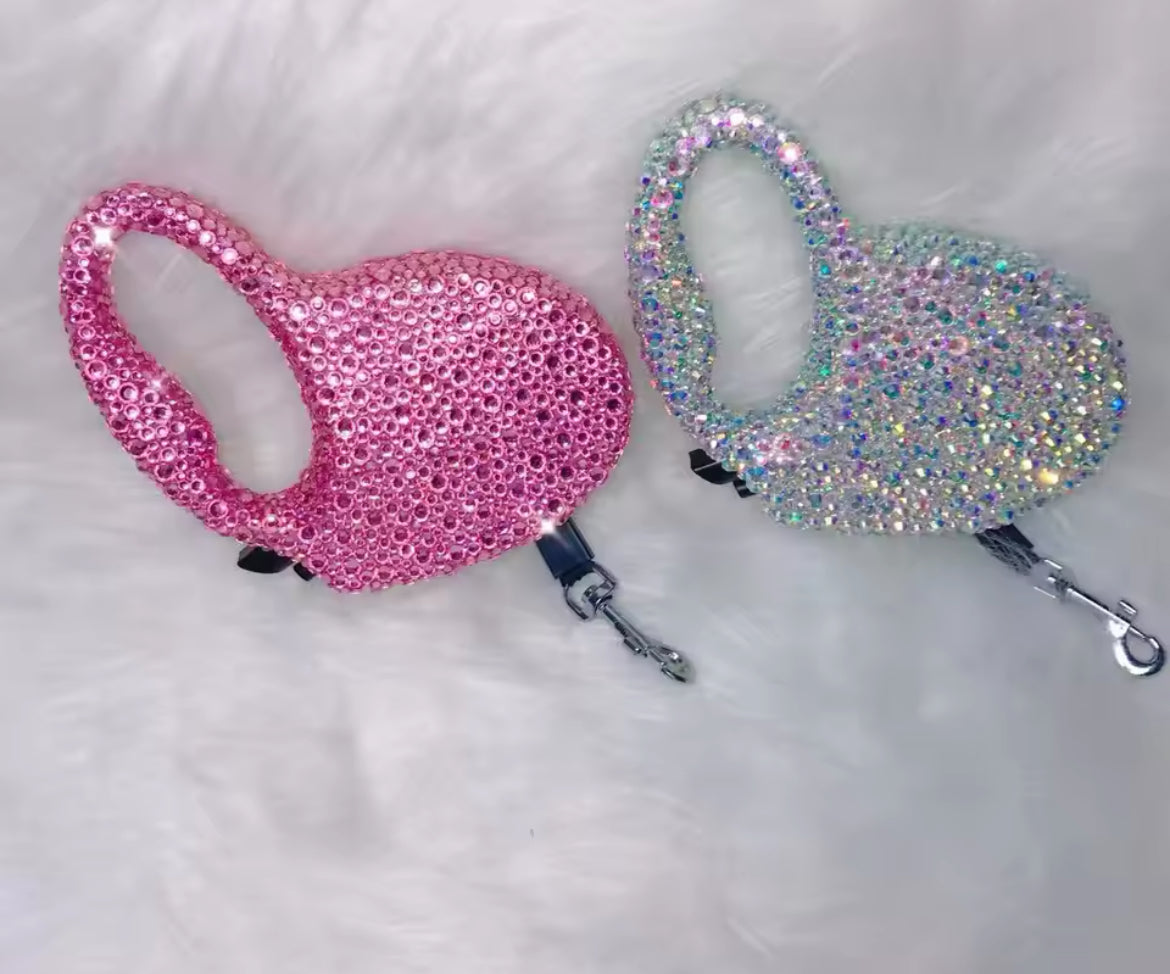 Blinged Out Leash Retractor – Luxury Rhinestone Retractable Dog Leash