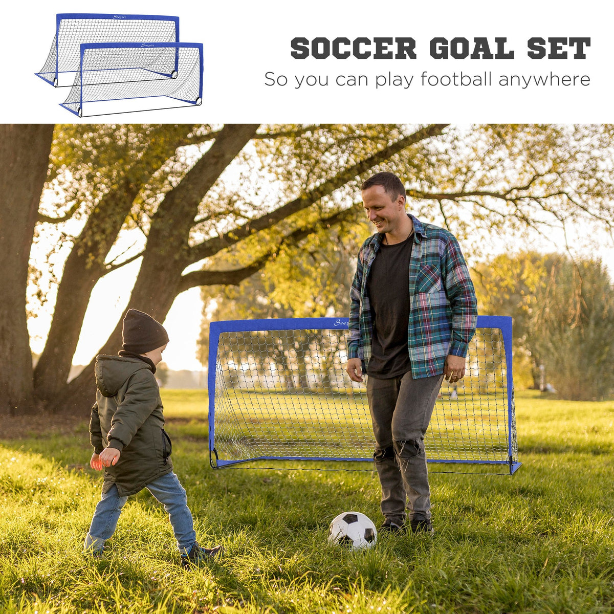 6' x 3' Set of 2 Soccer Nets for Backyard, Portable Soccer Goal for Practice with Carry Bag