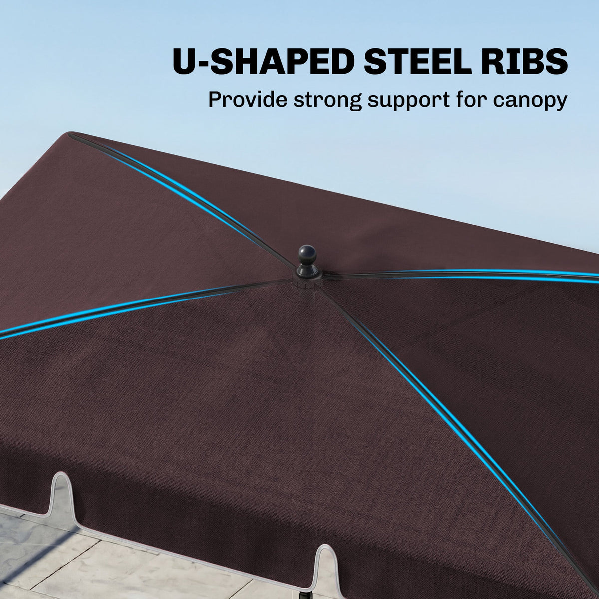 6.5x4ft Rectangle Patio Umbrella Aluminum Tilt Adjustable Garden Parasol Sun Shade Outdoor Canopy Beige