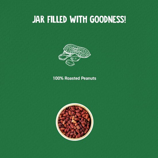 Natural Peanut Butter Crunch | Unsweetened | 30% High Protein| Made with 100% Roasted Peanuts | No Added Sugar or Salt | No Hydrogenated Oils | Non GMO | Gluten Free | Vegan