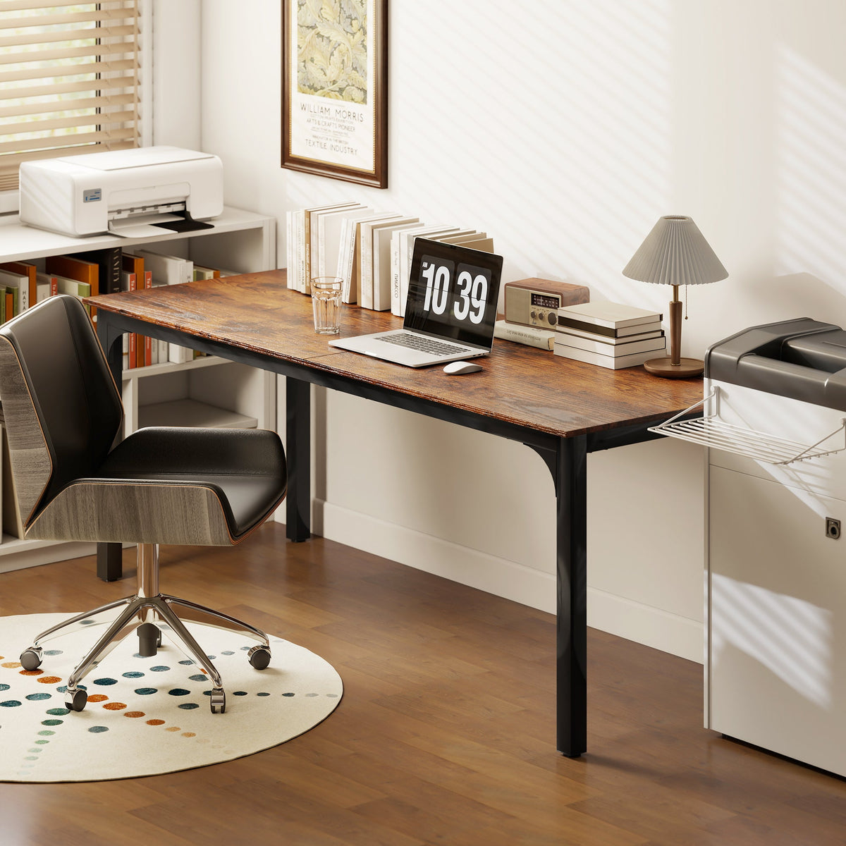 71" Computer Desk, Desktop Desk with Metal Legs, Distressed Black