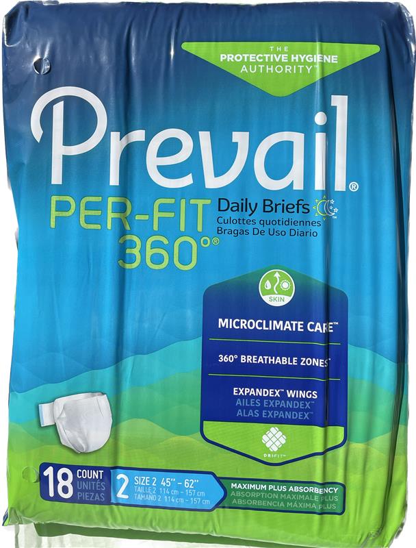 Prevail Per-Fit 360 Daily Briefs Maximum Plus Absorbency Size 2, 18 count