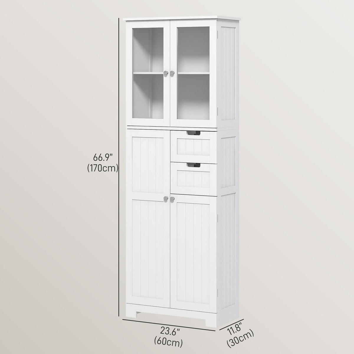 Floor Bathroom Storage Cabinet, Tall Bathroom Cabinet with Adjustable Shelves, for Kitchen, Living Room, White