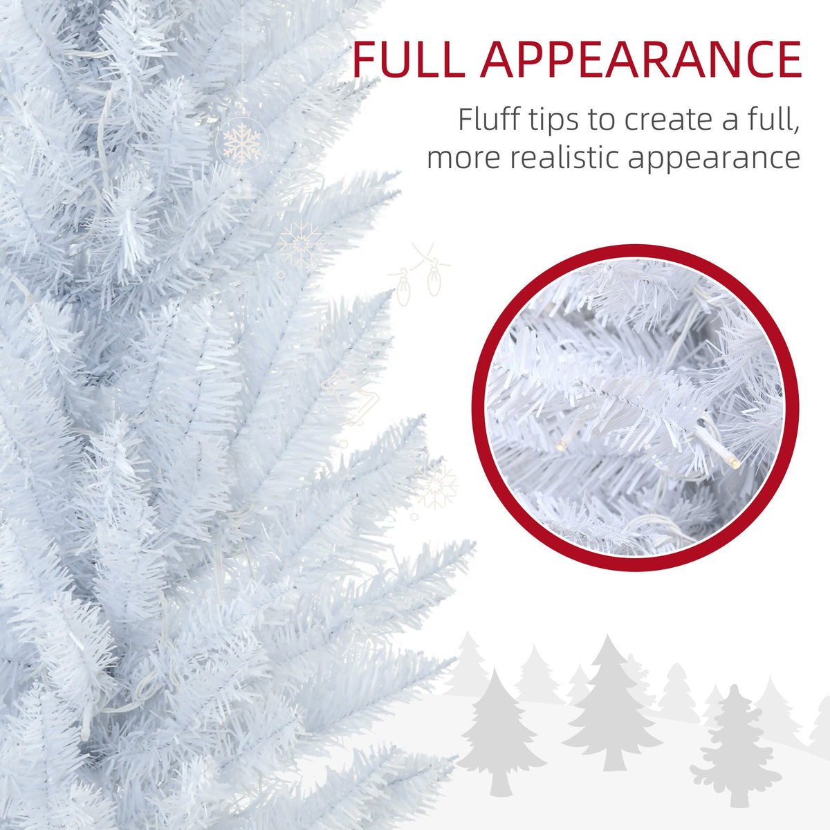6' Pre Lit Artificial Pencil Christmas Trees, Xmas Tree with Realistic Branches and Warm White LED Lights, Green